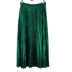 Flying Tomato Metallic Green Pleated Skirt